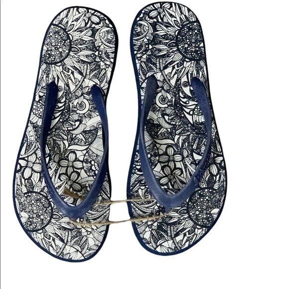 Sakroots Navy Spirit Desert Encore Flip Flops Sandals - Picture 1 of 5